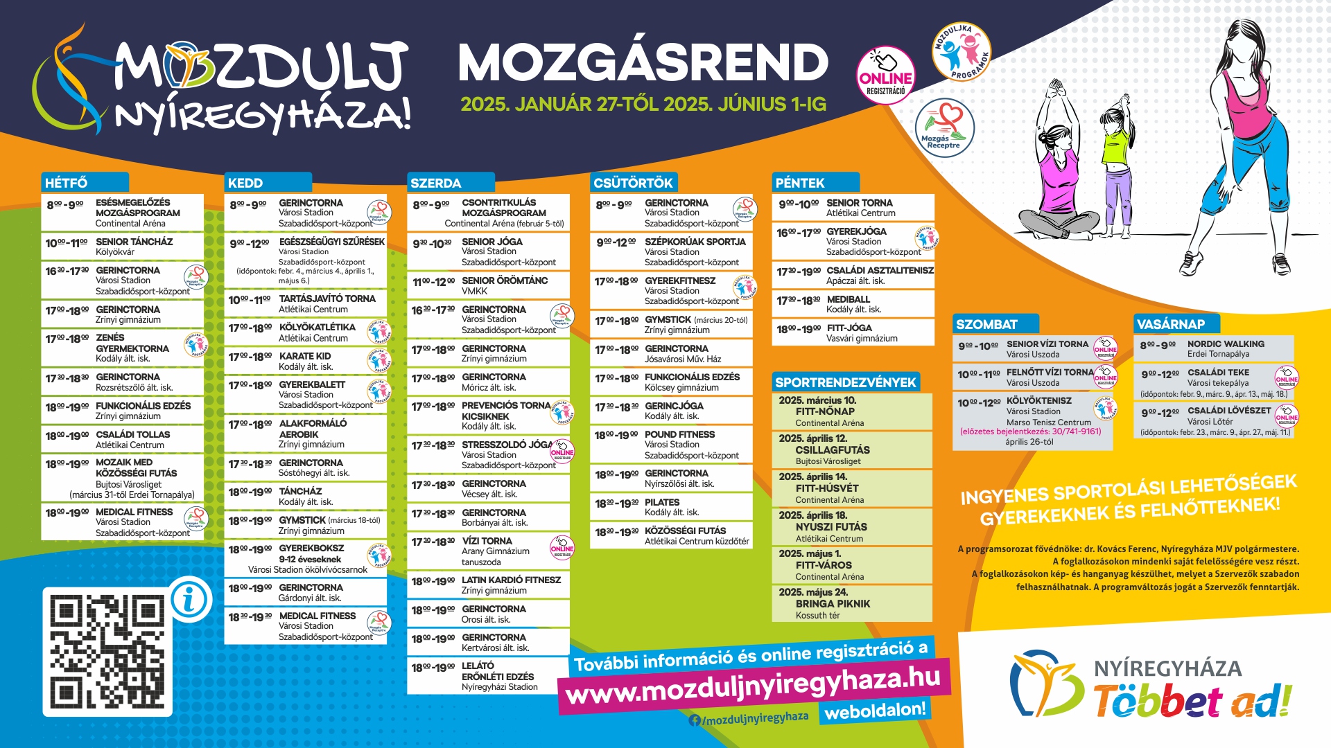 30 helyszínen heti 60 foglalkozással várjuk január 27-től a mozogni vágyókat!