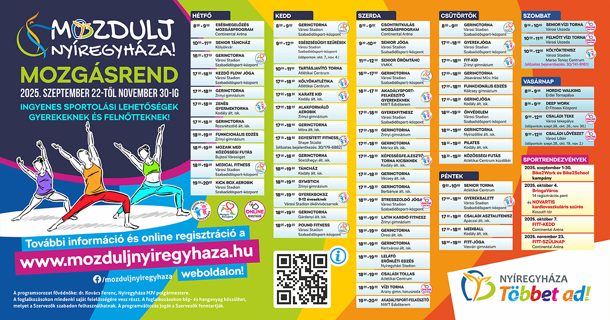 Elstartolt a Mozdulj Nyíregyháza! őszi mozgásrendje